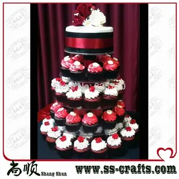 5 úrovne kolo priehľadný akrylový svadobné cupcake stojan,postavili máj akryl cupcake stojan