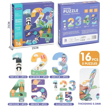 Hádanky, Hry, Hračky 16pcs Hrubý Papier Počet Puzzle Rodičia-dieťa Kampaň Vzdelávania v Ranom veku Osvietenia Cartoon Puzzle