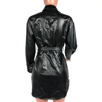 FNOCE 2021 nové jarné dámske faux kožené módne trendy bežné elegantné pevné dlhý rukáv slim all-zápas kožené kabáty