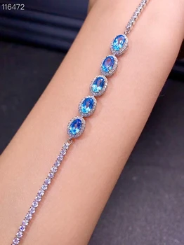 KJJEAXCMY jemné šperky 925 sterling silver vykladané prírodné blue topaz náramok populárne dievča ruke náramok podporu test