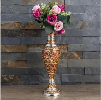 Nordic dizajn H30CM siver kovová váza ploche vázy moderno wazony ozdobneflower základňu pre domáce dekorácie