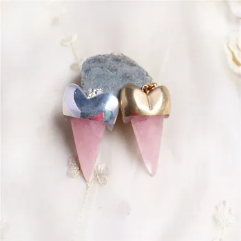 Druzy Módne šperky, módne ružový kryštál Prírodného Kameňa zub choker Onyx s Vintage kameň Zlatý Kameň Doprava Zadarmo