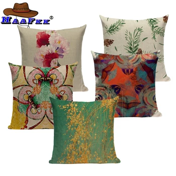 Farebné botanická Vankúš Kvetinový Textil holandský Chryzantéma obliečka na Vankúš Sofa Bed Domova Hodiť Vankúše Kryt