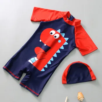 Detské switmsuit nové baby Boy Krátky Rukáv Dinosaura kúpanie Bazén Pláži Plavky+Spp Oblečenie Nastaviť deti detské plavky 2020