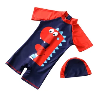 Detské switmsuit nové baby Boy Krátky Rukáv Dinosaura kúpanie Bazén Pláži Plavky+Spp Oblečenie Nastaviť deti detské plavky 2020