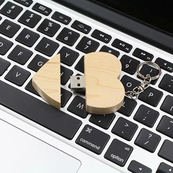Kl ' úč drevené Srdce štýl USB Flash 2.0 64 GB 32 GB, 16 GB 4 GB U Diskov fotografovanie svadobné dary pero disk 128 gb