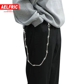 AELFRIC Hip Hop, Punk Mužov Peňaženky Pás Reťazca Loptu Kovové Nohavice Pás Reťazca Taška Džínsy, Nohavice Módne Streetwear Muži Ženy Keychain