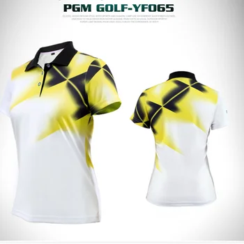 PGM Ženy Gradient Golf T-Shirts Letné Krátke Rukáv Zase Dole Golier Košele, Topy Dámske Slim Priedušná Zapadajú Golfové Oblečenie AA60472