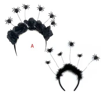 Halloween Party Ruže Kvet Vlasy Hoop Medený Drôt Black Spider Cosplay Headpiece