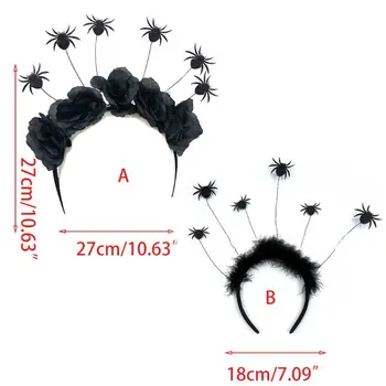 Halloween Party Ruže Kvet Vlasy Hoop Medený Drôt Black Spider Cosplay Headpiece