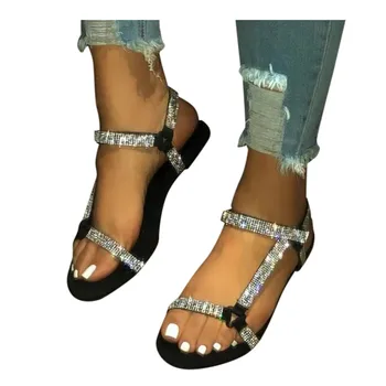 Móda Drahokamu Sandále 2020New Letné žabky Byt S Strappy Sandále pre Ženy, Otvorené Prst Pláže Topánky Bytov Sandále#0709
