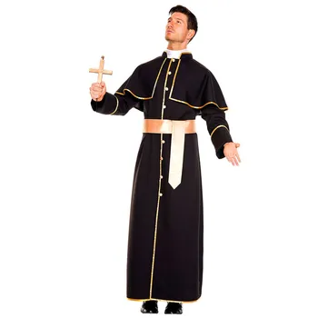 Dospelý Človek Klasické Kňaz, Pastor, Cosplay Kostým Halloween Party Mníška Ježiša Krista Maria Kňaz Dráma Duchovného Maškarný