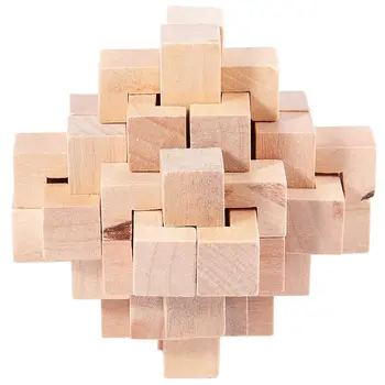 2 ks Drevené Puzzle Mozgu Teaser Hračky Hry :1pcs, Spriahnuté Puzzle & 1pcs Tetrakaidecahedron Zámok Logiky Puzzle