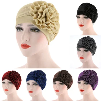 Ženy Elegantné Bočné Kvet Turban Klobúk Solid Farba Vlasov Hlavu Zábal Spp pokrývku hlavy HATQD0019