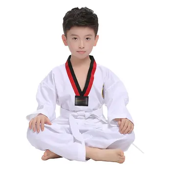 Biela Bavlna Taekwondo Uniformy Karate, Judo Taekwondo Dobok Oblečenie Pre Deti, Dospelých Unisex Dlhý Rukáv Oblečenie 2021