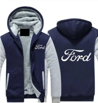2020New Vysokej kvality Ford Mikiny Bundy Zimné Muži Móda Bežné Vlna Podšívka Fleece Ford Mikiny Pulóver Muž Kabát