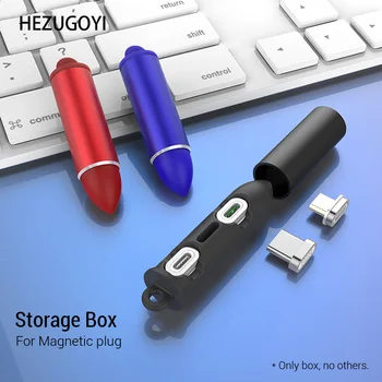 1/2/5 KS Magnetické Kábel Zapojte Prípade Prenosný Úložný Box Magnet Nabíjačky Konektor Micro USB Typu C Konektor Úložný Box Prípade Kontajner