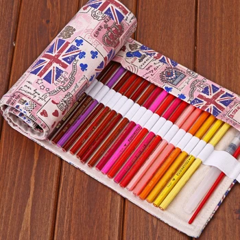 36/48/72 Otvor Britský Štýl Vlajka Pero Opony Skladovanie Roll peračník Vintage kancelárske potreby pre Farebné Maľby Ceruzky Umelecké potreby