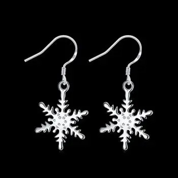 Lesklý Snowflake Náušnice snehová Vločka v tvare Strieborné Náušnice Temperament Šperky Príslušenstvo LKNSPCE302