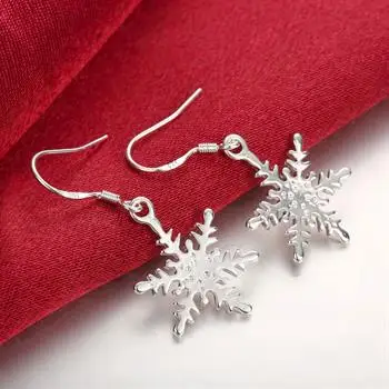 Lesklý Snowflake Náušnice snehová Vločka v tvare Strieborné Náušnice Temperament Šperky Príslušenstvo LKNSPCE302