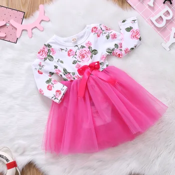 Princezná Romper Jumpsuit Playsuit Tylu Čipky Šaty Novorodenca Dievča Dieťa Obliekať Oblečenie