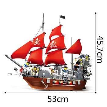 3D montáž pirátskej lodi Blackbeard stavebným malých častíc stavebným montáž deti osvietenie DIY hračka darček
