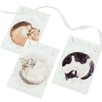 4packs/veľa Krásnych A Kawaii Cute Cat Cartoon Zvierat Krásne Narodeniny List, Obálka Darčekové Karty Index Držiteľa Karty Na Darčeky