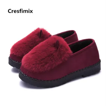 Cresfimix zapatos de mujer ženy roztomilý zime teplé krátke členková obuv pani móda sivá kožušiny topánky žena black sklzu na topánky a3592
