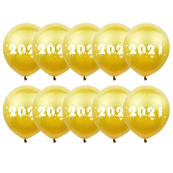 10Pcs/Set 12 Palcový Latexový Balón 2021 Tlač Šťastný Nový Rok Balónová Výzdoba Dodávky nn112