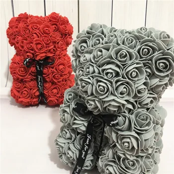 25 cm Krásne Umelé Ruže Medveď Kvetinové Kytice Pre Valentine Svadobné Tvorivé Večný Kvet Valentína Láska Darčeky