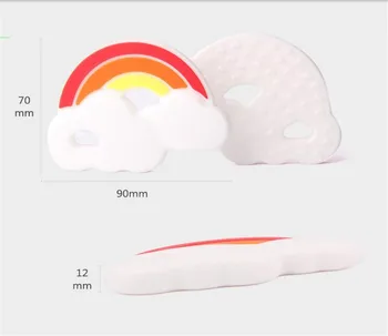 Big Food grade silicone prívesok BPA free teethers ošetrovateľskej cloud rainbow prívesok pre dieťa žuvanie Anti-lastovička hračka 90*70 mm SL0042