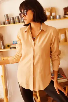 ŞERBETS 2020 jeseň zima ženy predné krátke späť dlhé nostalgické top tričko dlhý rukáv kórejský štýl štýlový shien dropshipping