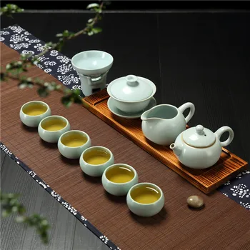 Ru pece Kung Fu čaj nastaviť kanvicu čaju misy pohár nastaviť ľadová glazúra zelená čajový obrad jednoduchý domov čaj darček