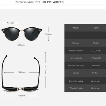 Pánske Polarizované slnečné Okuliare Módne Retro Vintage Značky Dizajnér Slnečné okuliare pre Dámske Modré Povlak Objektív Dvojitý Most Okuliare