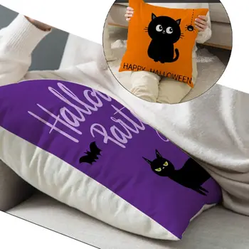 45x45cm Šťastný Halloween Hodiť Vankúš Black Cat Vytlačené Vankúš Jednej Strane Vankúš Domáce Dekorácie