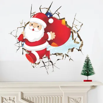 Vianočné Samolepky na Stenu na Stenu Dekor Santa Claus Nálepka pre Deti Izby, Spálne Dekorácie PVC Plagát nástenná maľba Tapety na Stenu
