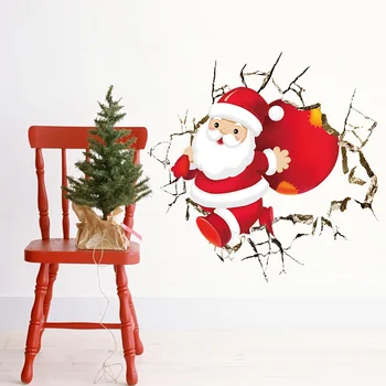 Vianočné Samolepky na Stenu na Stenu Dekor Santa Claus Nálepka pre Deti Izby, Spálne Dekorácie PVC Plagát nástenná maľba Tapety na Stenu