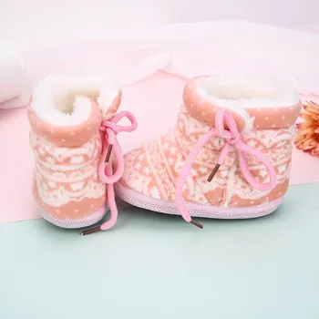 0-12M Novorodenca Topánky Zimné Prvý Kočíky Baby Dievčatá Topánky Snehu Kožušiny Udržať v Teple Mäkké Jediný Non-slip Botičky