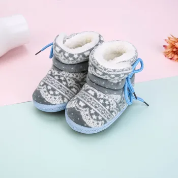 0-12M Novorodenca Topánky Zimné Prvý Kočíky Baby Dievčatá Topánky Snehu Kožušiny Udržať v Teple Mäkké Jediný Non-slip Botičky