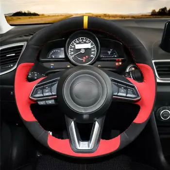 Pre Mazda CX-9 /CX-5 / Axela auto volant, kryt čierny červený kožený urob si sám