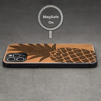 Carveit Magsafe Dreva puzdro Pre iPhone 12 Pro Luxusné Real Drevené Silikónový Kryt Pre iPhone 12 Pro Max Mini Softedge Protectiv Trupu
