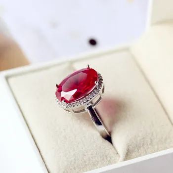 Rose Červený Kameň Opál Prstene pre Ženy Ornament Luxusné Oválne Geometrické Veľký Kruh Vysokej Kvality Cubic Zirconia Vintage Prsteň, Šperky