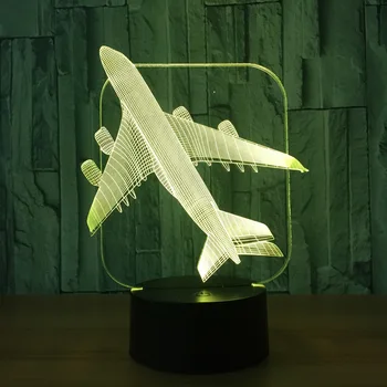 Doprava zadarmo Vzduchu Lietadlo 3D Svetlo stolná Lampa Optické Ilúzie Bulbing Nočné Svetlo Meniace sa Nálady Lampa Plachtenie svetlá