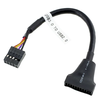 2ks USB 3.0, 20 Pin Hlavičky Samec na USB2.0 9 Pin Doske Žena Kábel Adaptéra Converter, ABS Line