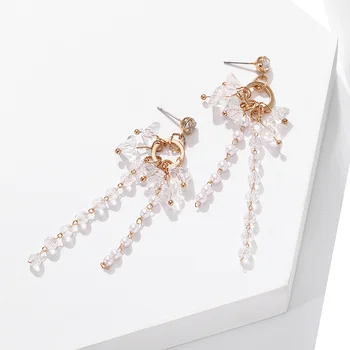 Kórejské Vyhlásenie Luxusné Drahokamu Pearl Korálkové Dlhý Strapec Drop Náušnice Pre Ženy 2020 Nový Trend V Pohode Módne Šperky Oorbelle
