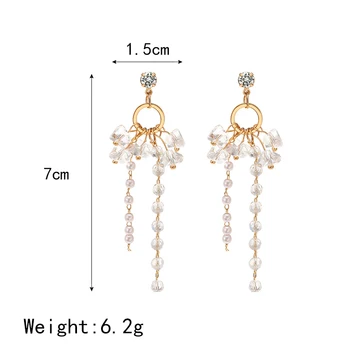 Kórejské Vyhlásenie Luxusné Drahokamu Pearl Korálkové Dlhý Strapec Drop Náušnice Pre Ženy 2020 Nový Trend V Pohode Módne Šperky Oorbelle