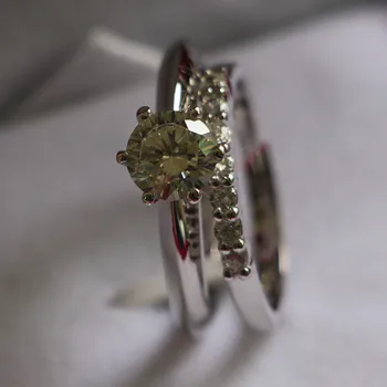 3.21 CT Zapojenie Značky Nastaviť Diamond Snubné Prstene Set Pre Ženy, Skutočné 18K Krúžky Nastaviť AU750 Gold Zaručujú Pevné Zlato Nastaviť