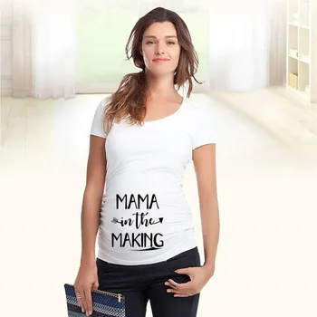 Mama V Rozhodovaní Tehotenstva Tričko Ženy Krátky Rukáv Tehotné Materskej Roztomilý List Vytlačiť T-Shirt Topy Ropa Bežné Nosenie