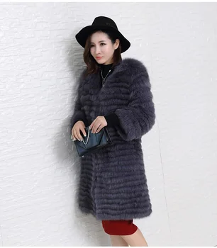 Skutočné fox kožuchy pre ženy jeseň, v zime prírodné líška srsť dlhá bunda 90 cm dĺžka tmavo šedá, biela, čierna srsť C123