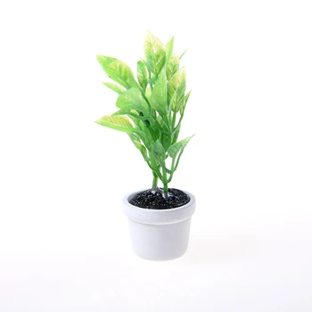 1:12 Miniatúrne Zelené Rastliny v bielom črepníku Dekorácie domček pre bábiky Nábytok, Dekorácie, Doplnky Miniatúry Prípade DIY domček pre bábiky